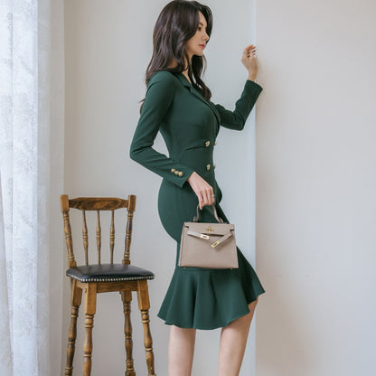 Elegant Green Mermaid Dress with Blazer – Perfect Occasion Outfit