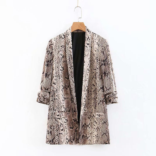 Stylish Snake Print Blazer – Stand Out with Confidence