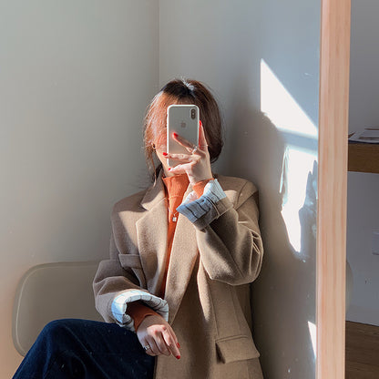 Elegant Woolen Blazer for Women – Cozy & Stylish Look