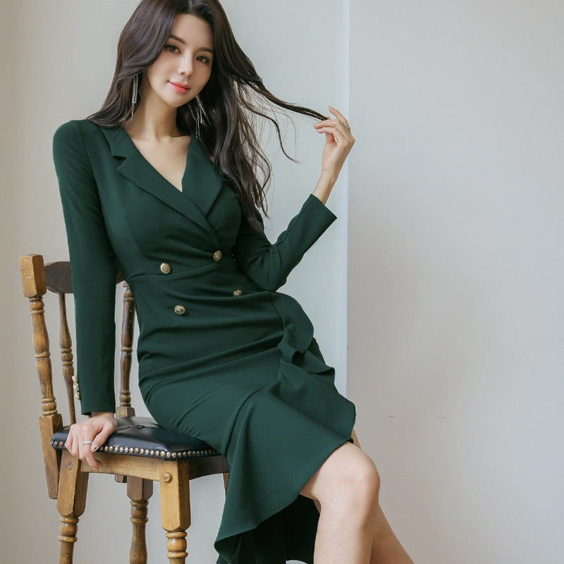 Elegant Green Mermaid Dress with Blazer – Perfect Occasion Outfit