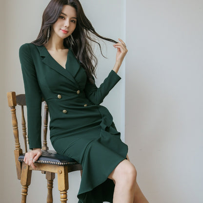 Elegant Green Mermaid Dress with Blazer – Perfect Occasion Outfit